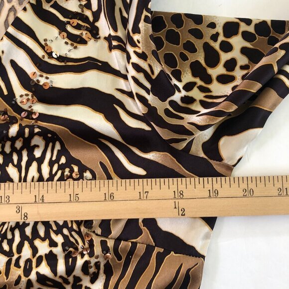 Vintage 90s Kaelyn Max Leopard Print Satiny Bell Sleeve Top Blouse Small - Picture 9 of 12